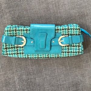 Banana Republic wool & leather houndstooth clutch